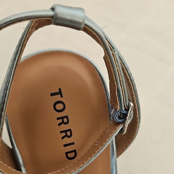 Torrid Blue Strappy Heels with Bow Detail - Picture 2 of 16